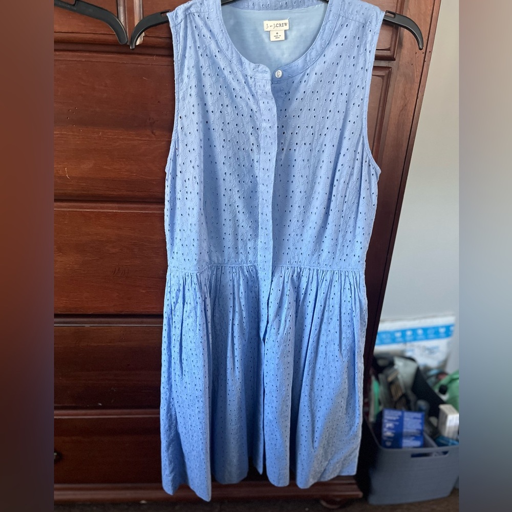 Light Blue Eyelet Sleeveless Midi Dress - J. Crew
